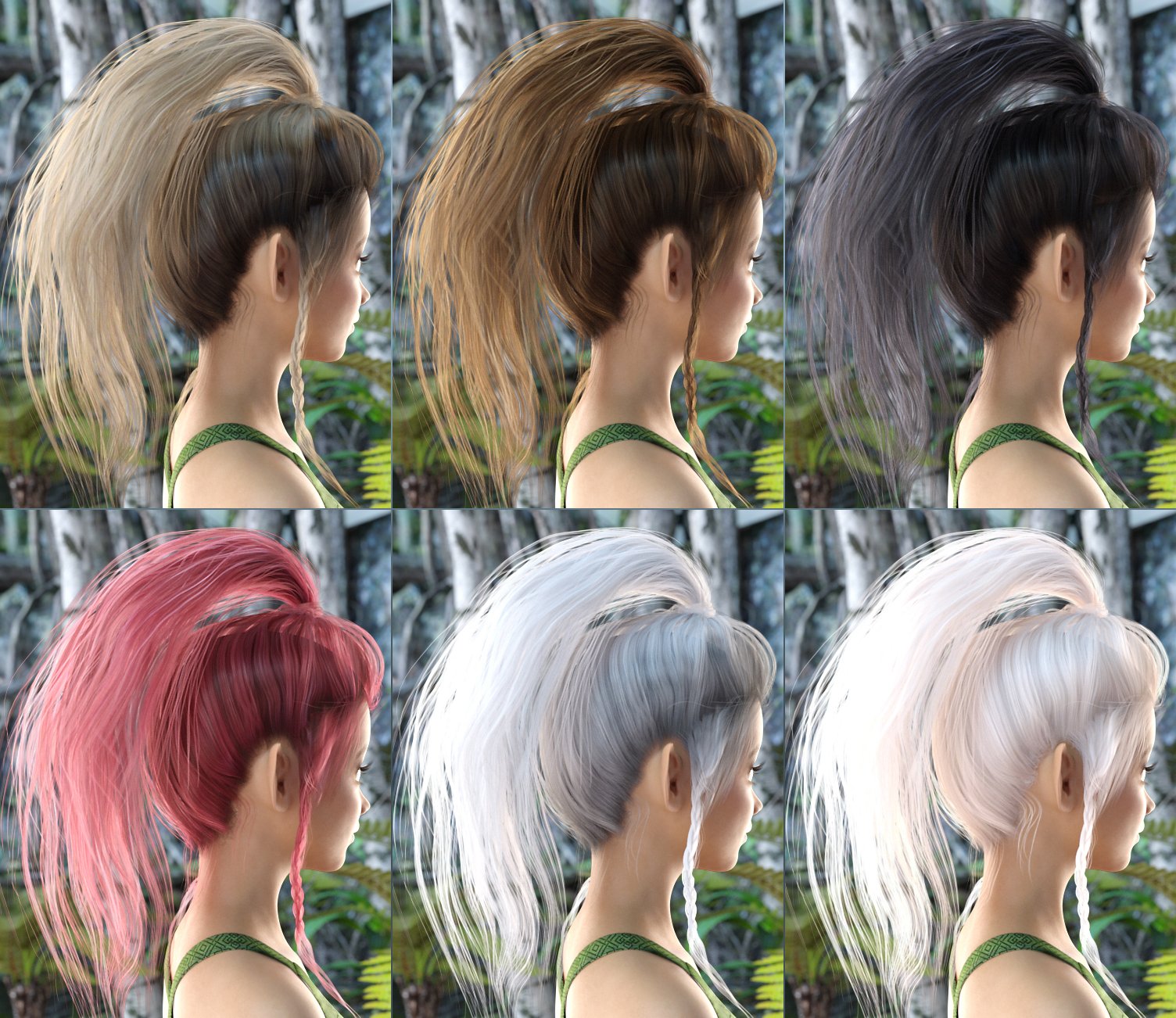 Calista Tail Hair for Genesis 3 and Genesis 8 Female(s) by: goldtassel, 3D Models by Daz 3D