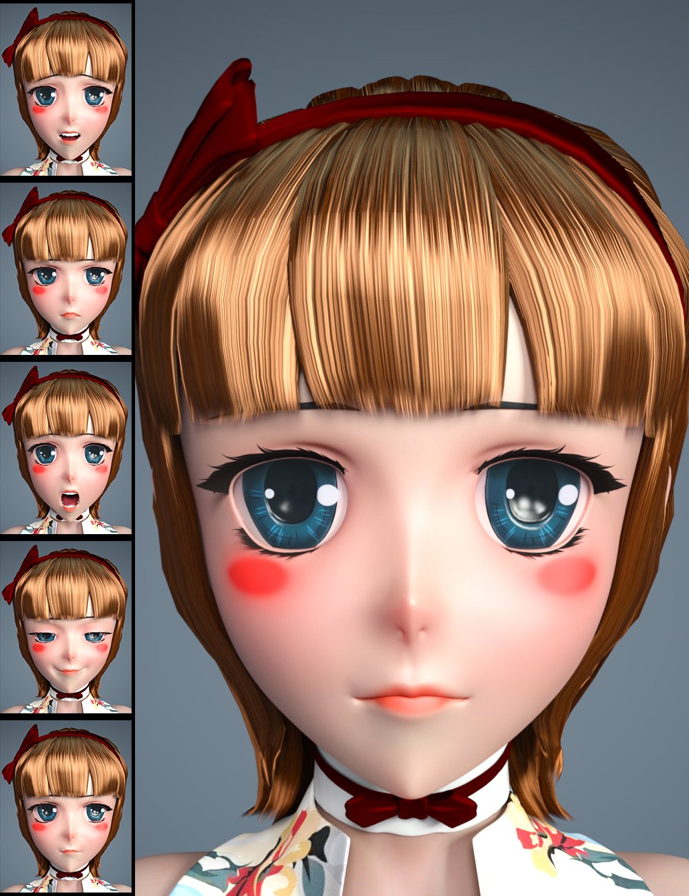 RealCute Expressions for Sakura 8 by: QT168, 3D Models by Daz 3D