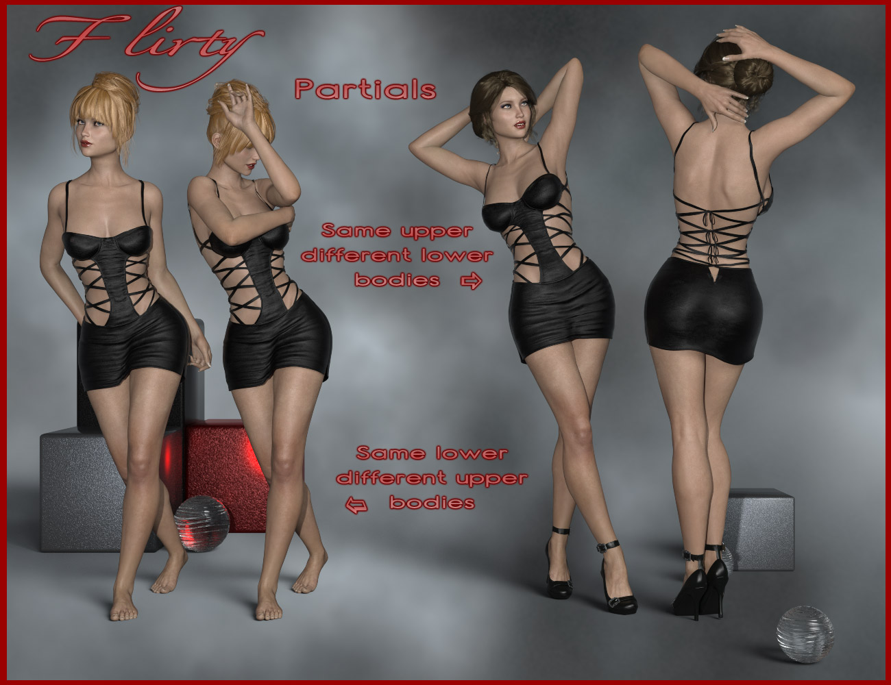 Flirty - Poses for Genesis 8 and 3 Female(s) by: ilona, 3D Models by Daz 3D