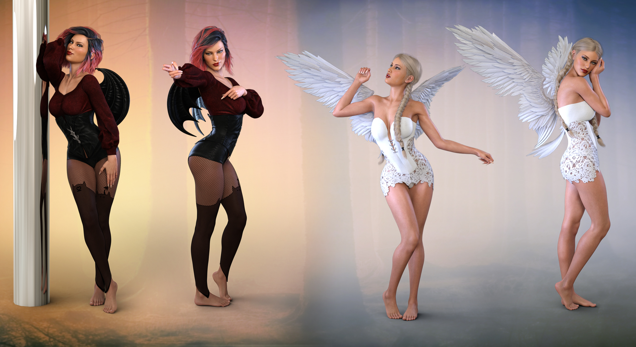Z Angel & Devil - Poses, Partials and Expressions for Genesis 3 & 8 Female Z Angel & Devil - Poses, Partials and Expressions for Genesis 3 & 8 Female by: Zeddicuss, 3D Models by Daz 3D