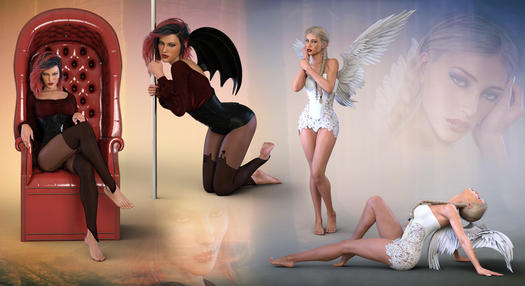 Z Angel & Devil - Poses, Partials and Expressions for Genesis 3 & 8 Female by: Zeddicuss, 3D Models by Daz 3D