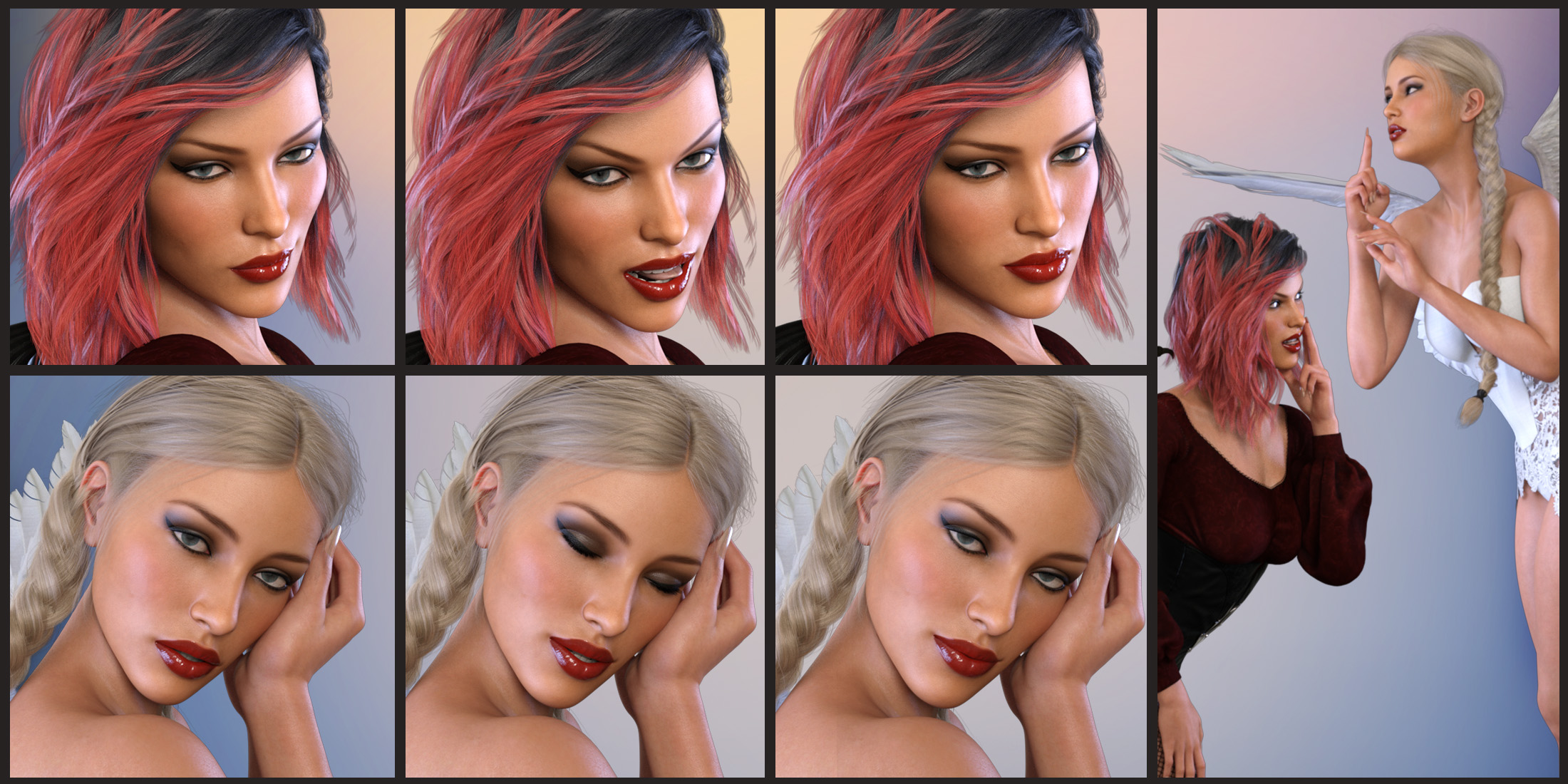 Z Angel & Devil - Poses, Partials and Expressions for Genesis 3 & 8 Female by: Zeddicuss, 3D Models by Daz 3D