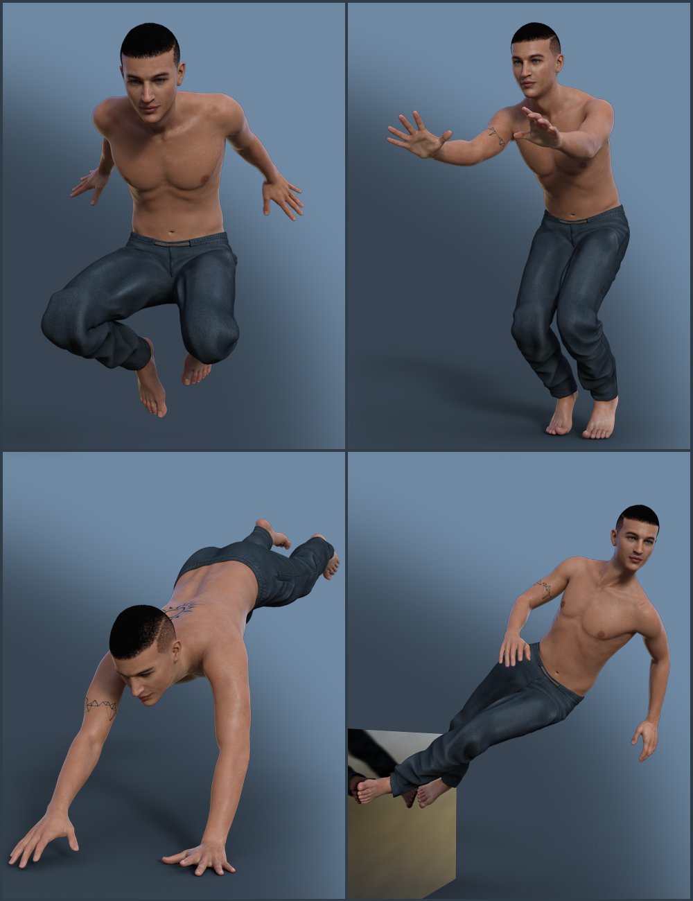 Parkour Poses for Genesis 8 Male(s) by: Quixotry, 3D Models by Daz 3D