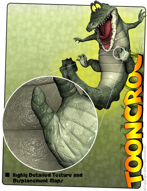 3D Universe - Toon Croc by: 3D Universe, 3D Models by Daz 3D