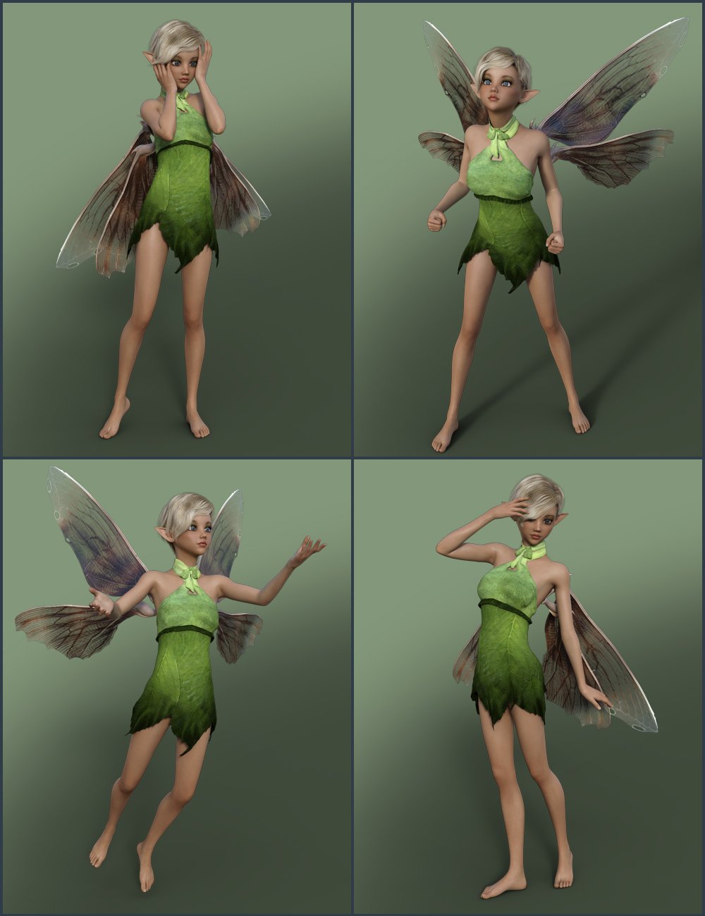 Classic Fairy Attitude Poses for Karyssa 8 by: Quixotry, 3D Models by Daz 3D