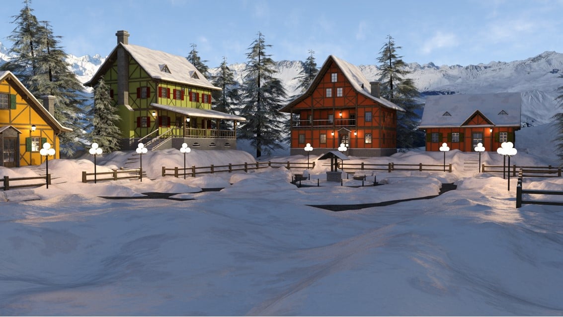 Northern Winter Village by: Mely3DVal3dart, 3D Models by Daz 3D