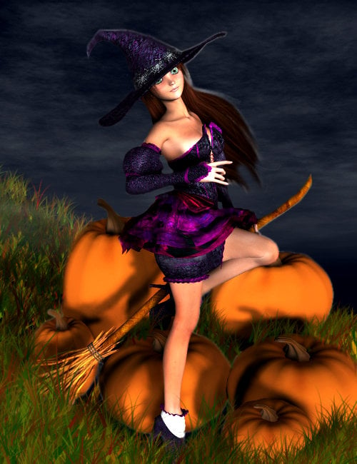 Pumpkin Witch by: Barbara Brundon, 3D Models by Daz 3D