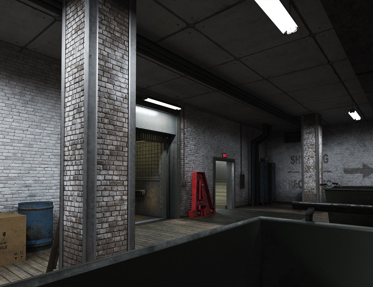Freight Elevator and Basement Freight Elevator and Basement by: The AntFarm, 3D Models by Daz 3D