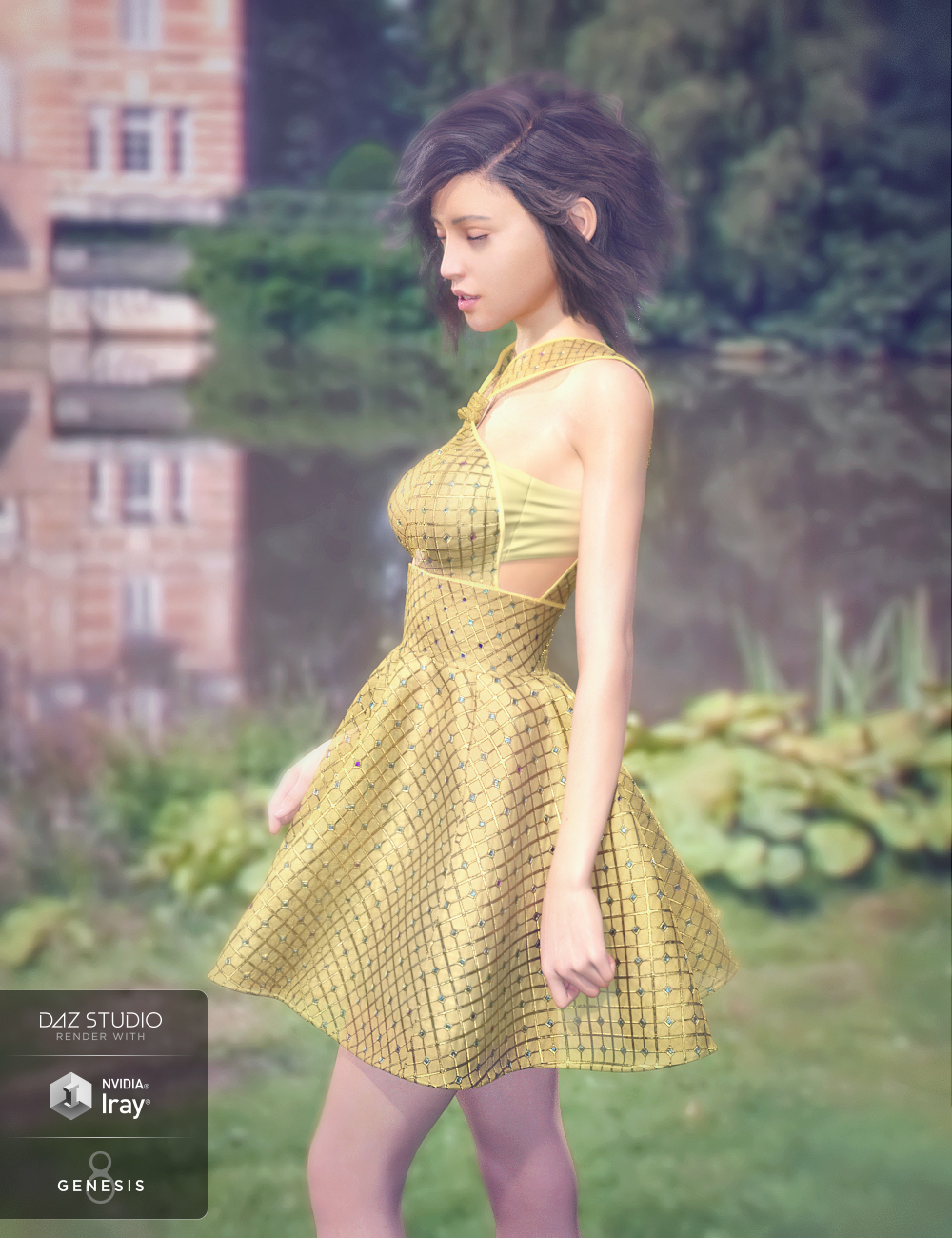 dForce Sparkle Dress for Genesis 8 Female(s) by: Crocodile Liu, 3D Models by Daz 3D