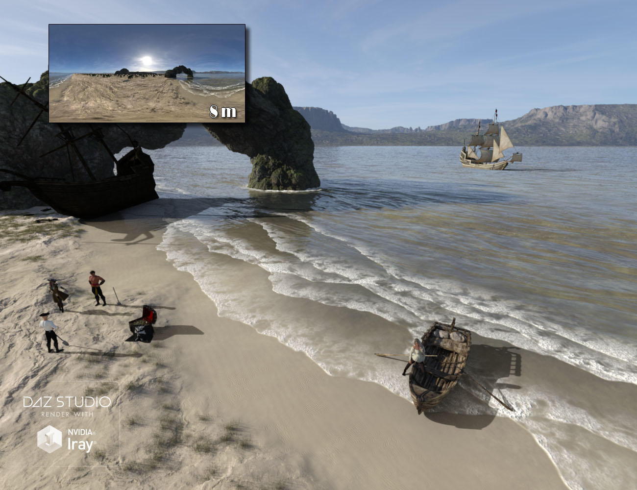 Fantasy IBL - Sandy Beach HDRI by: Denki Gaka, 3D Models by Daz 3D