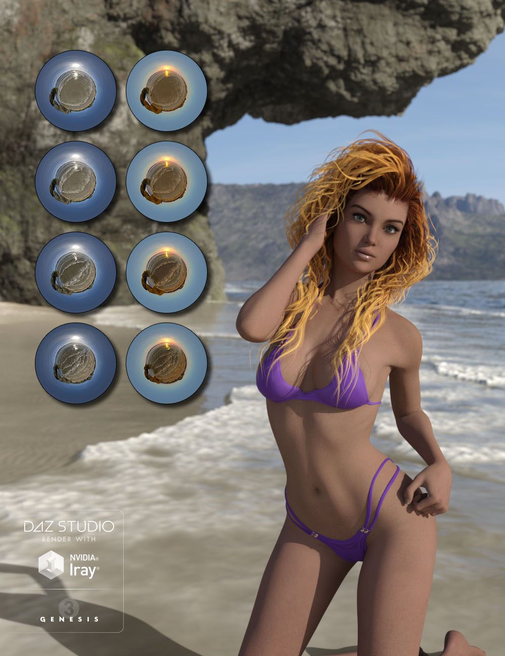 Fantasy IBL - Rock Arch Beach HDRI by: Denki Gaka, 3D Models by Daz 3D