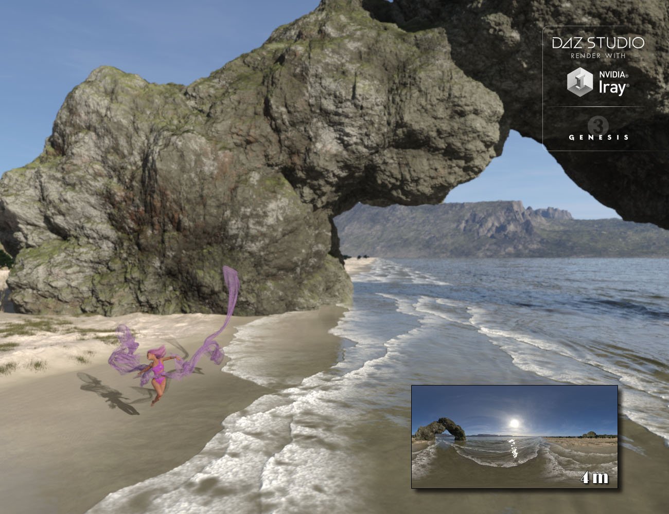 Fantasy IBL - Rock Arch Beach HDRI by: Denki Gaka, 3D Models by Daz 3D