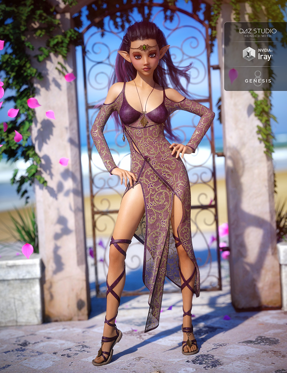 dForce Wild Nettle Outfit for Genesis 8 Female(s) by: MadaAnna Benjamin, 3D Models by Daz 3D