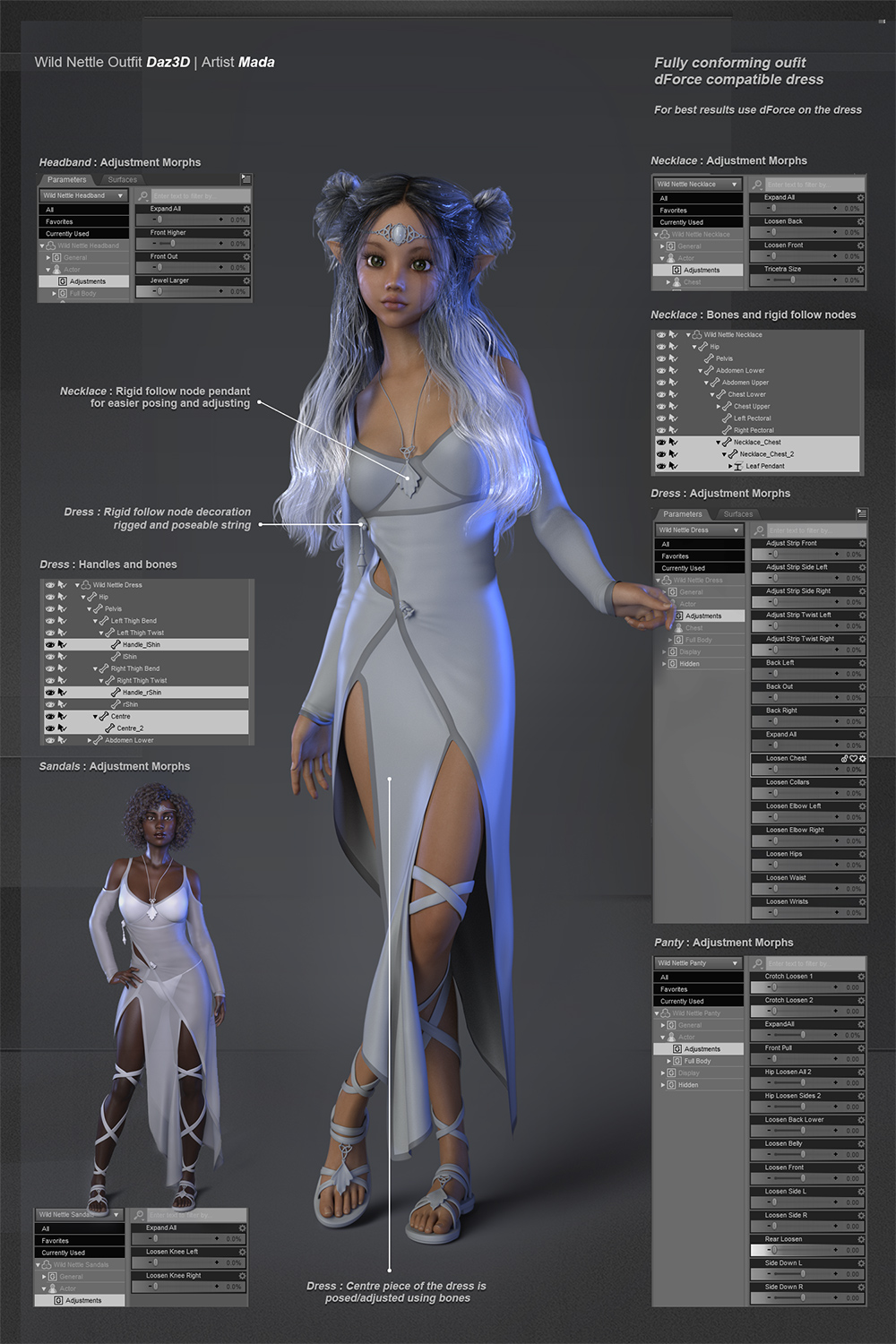 dForce Wild Nettle Outfit for Genesis 8 Female(s) by: MadaAnna Benjamin, 3D Models by Daz 3D