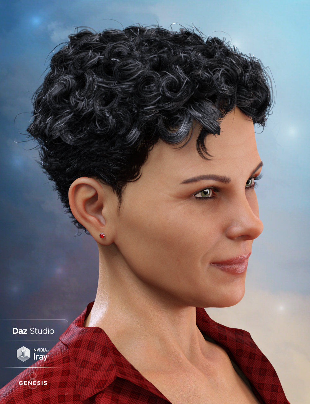 Curly Top Hair for Genesis 3 and 8 by: SamSil, 3D Models by Daz 3D