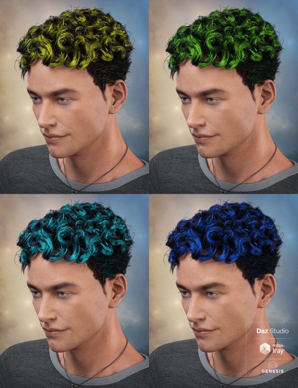 Curly Top Hair for Genesis 3 and 8 Curly Top Hair for Genesis 3 and 8 by: SamSil, 3D Models by Daz 3D