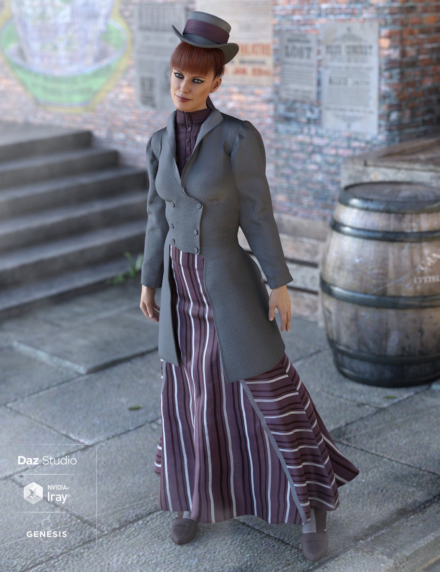 Mid Victorian Outfit Textures for Genesis 8 Female(s) by: Luthbellina, 3D Models by Daz 3D