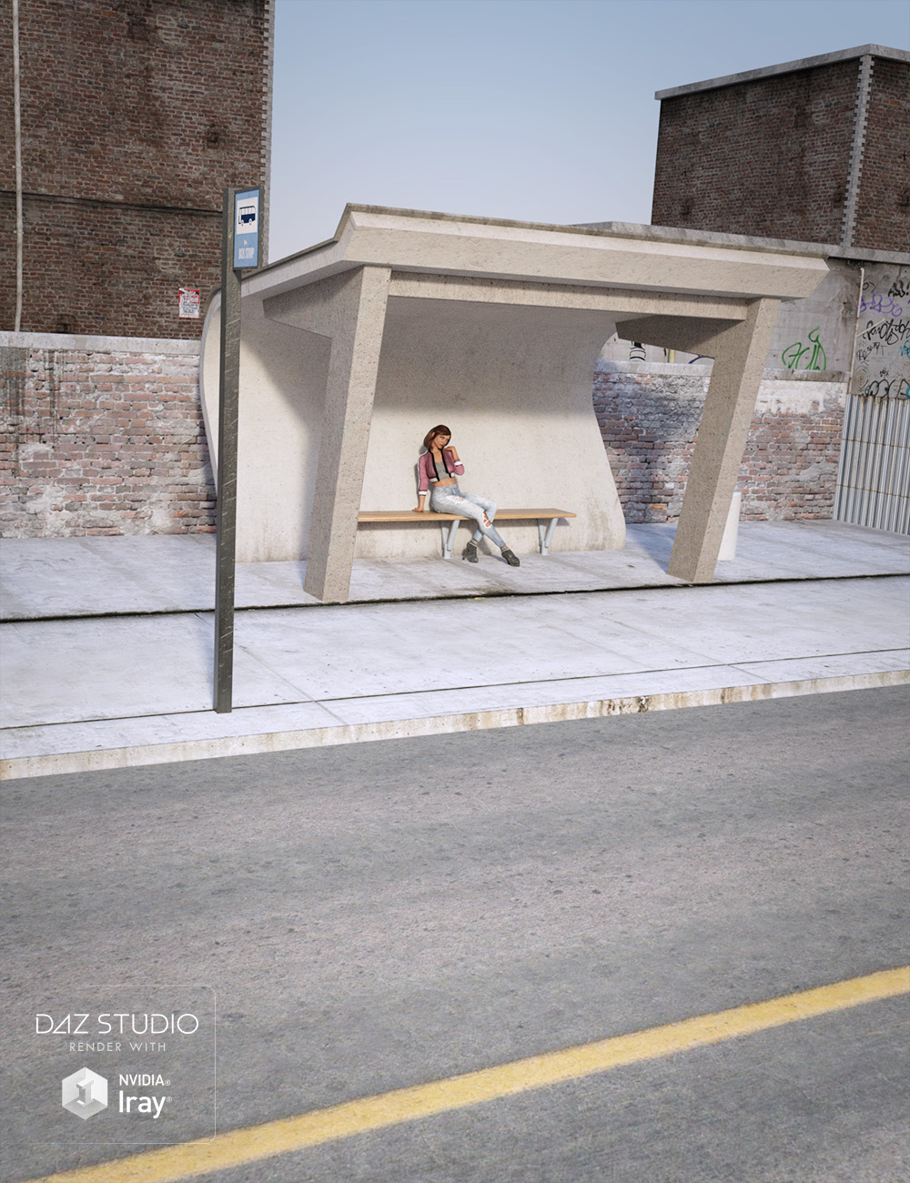 Bus Shelter by: , 3D Models by Daz 3D