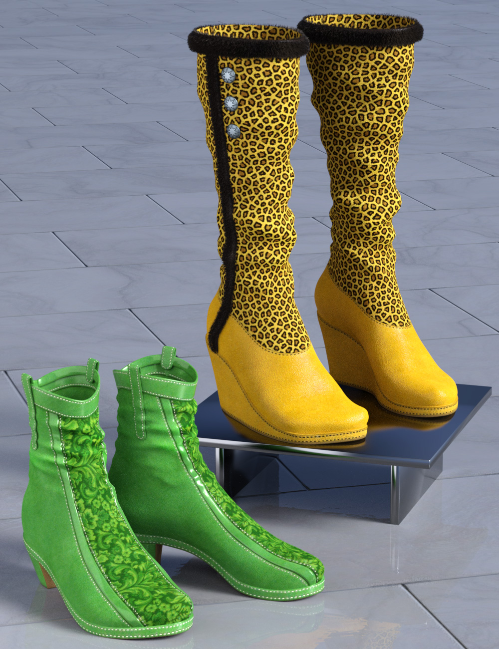 Fun Textures for Patchwork Shoes 3 and 4 by: esha, 3D Models by Daz 3D