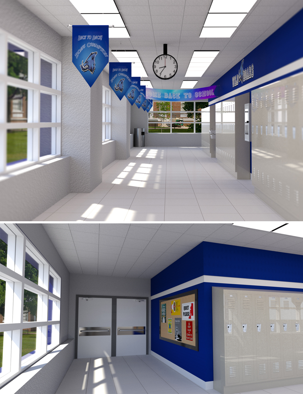 Highschool Hallway by: Digitallab3D, 3D Models by Daz 3D