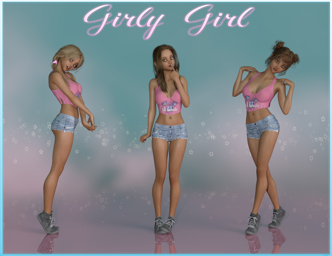 Girly Girl Poses for Genesis 3 and 8 Female(s) by: ilona, 3D Models by Daz 3D