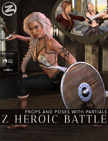 Z Heroic Battle - Props and Poses with Partials for Genesis 8 by: Zeddicuss, 3D Models by Daz 3D