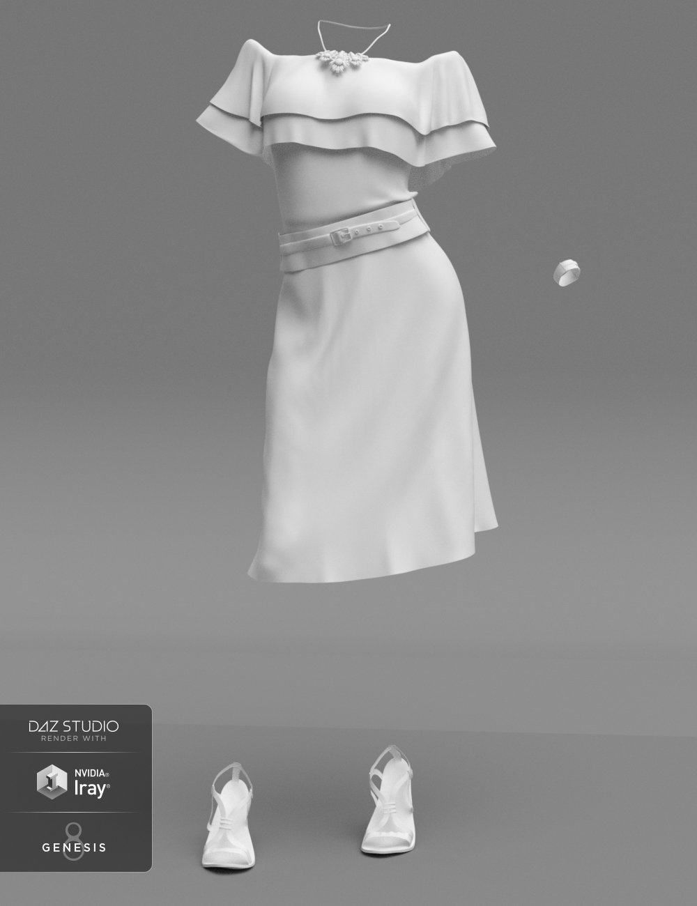 dForce Off The Shoulder Dress for Genesis 8 Female(s) by: Barbara BrundonDirtyFairy, 3D Models by Daz 3D