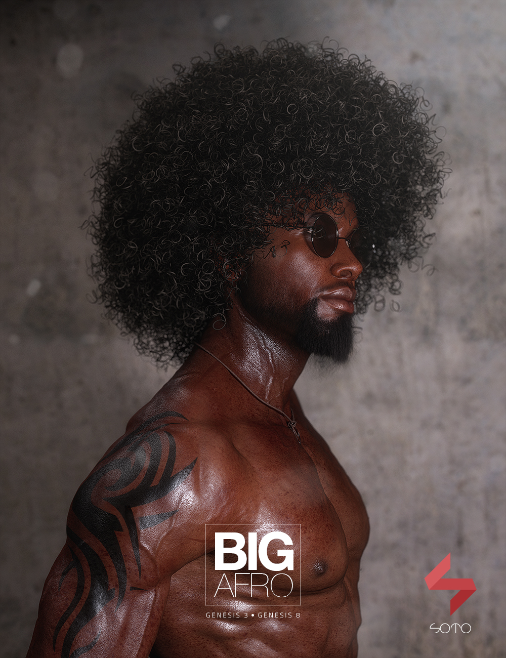 Big Afro Hair for Genesis 3 and 8 by: Soto, 3D Models by Daz 3D