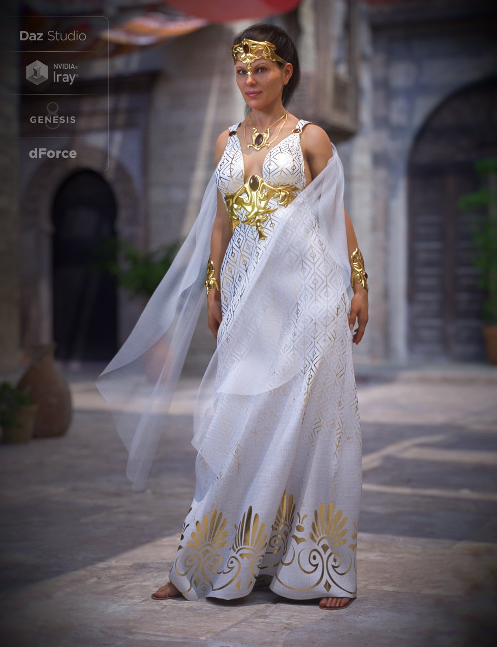 dForce Olympus Goddess Outfit for Genesis 8 by: NikisatezMoonscape GraphicsSade, 3D Models by Daz 3D