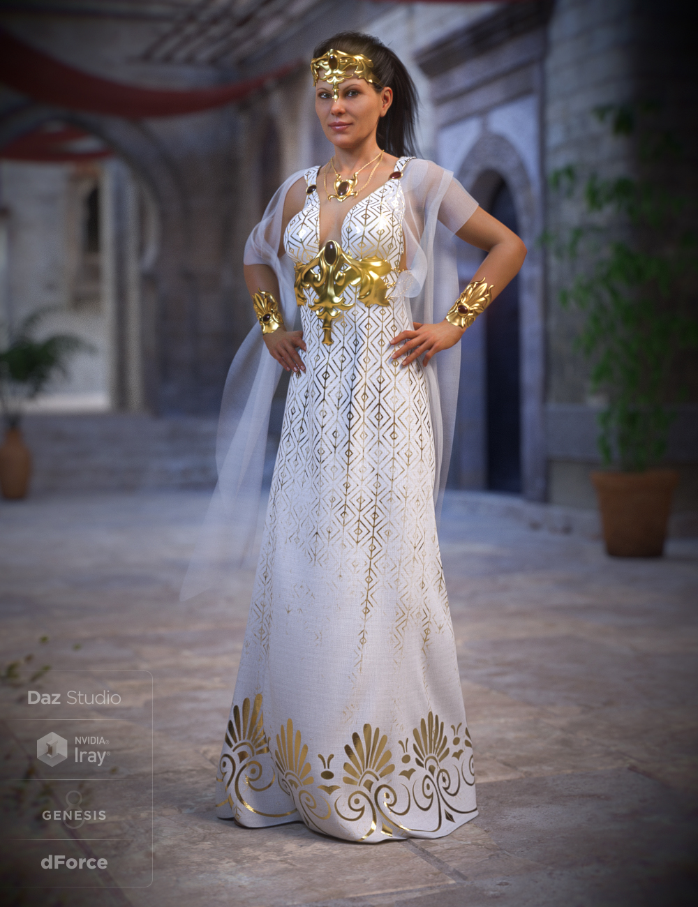 dForce Olympus Goddess Outfit for Genesis 8 by: NikisatezMoonscape GraphicsSade, 3D Models by Daz 3D