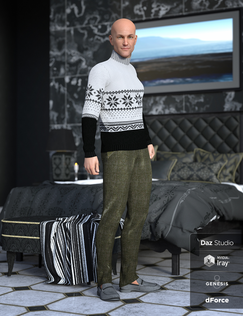 dForce Sweater Outfit Textures by: Moonscape GraphicsSade, 3D Models by Daz 3D