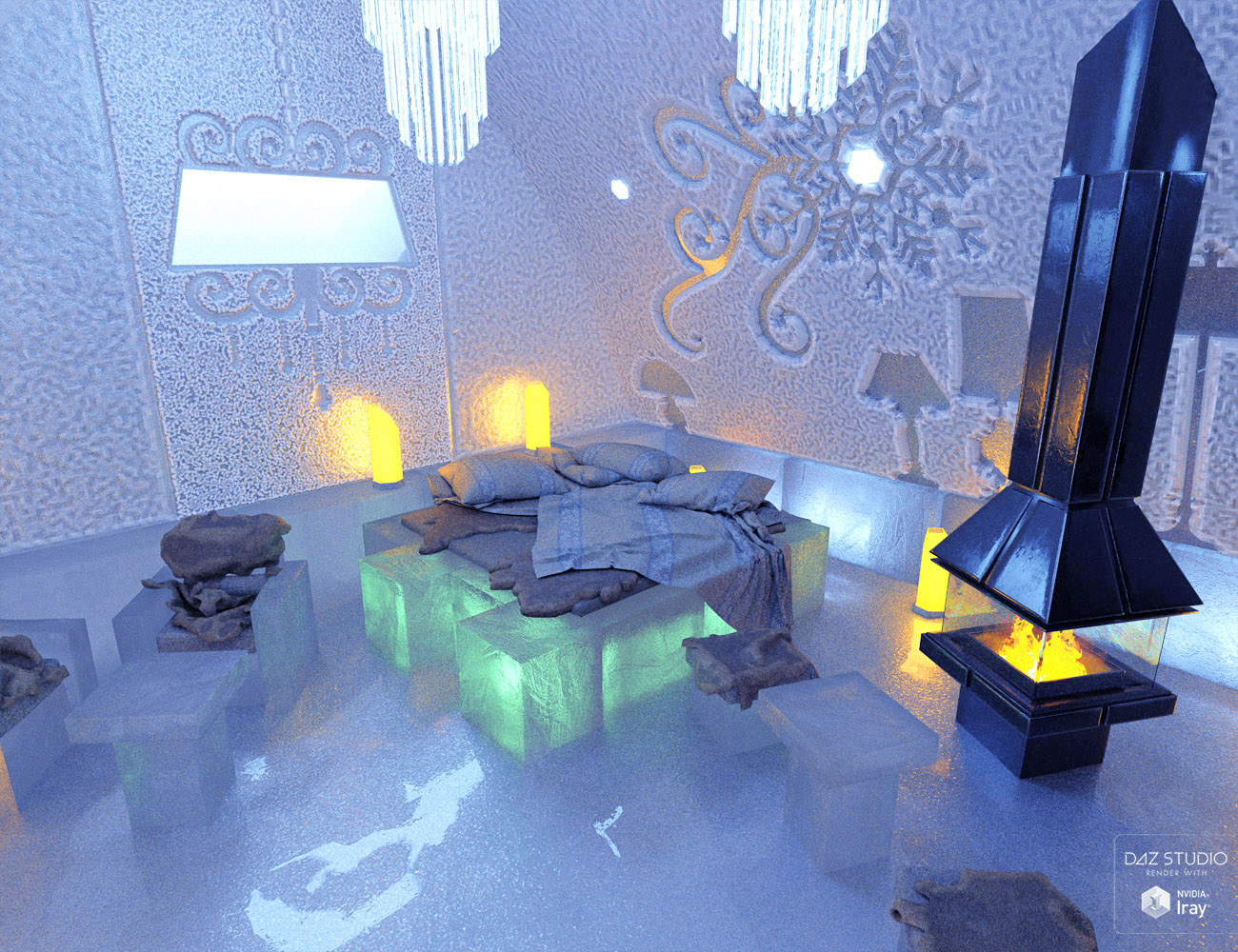 Ice Hotel Bedroom by: David BrinnenForbiddenWhispers, 3D Models by Daz 3D