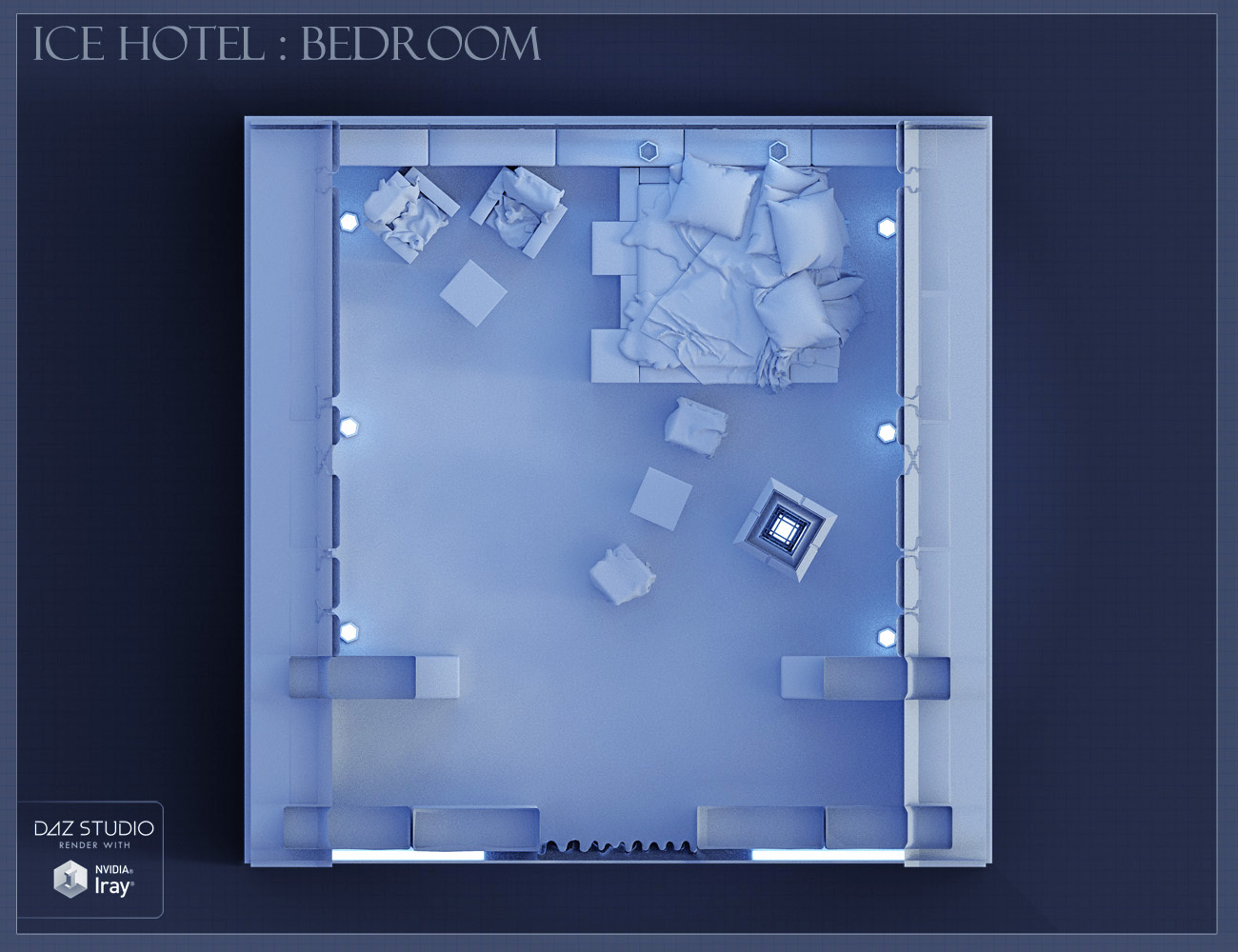 Ice Hotel Bedroom by: David BrinnenForbiddenWhispers, 3D Models by Daz 3D