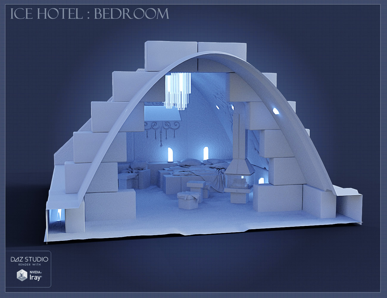 Ice Hotel Bedroom Ice Hotel Bedroom by: David BrinnenForbiddenWhispers, 3D Models by Daz 3D