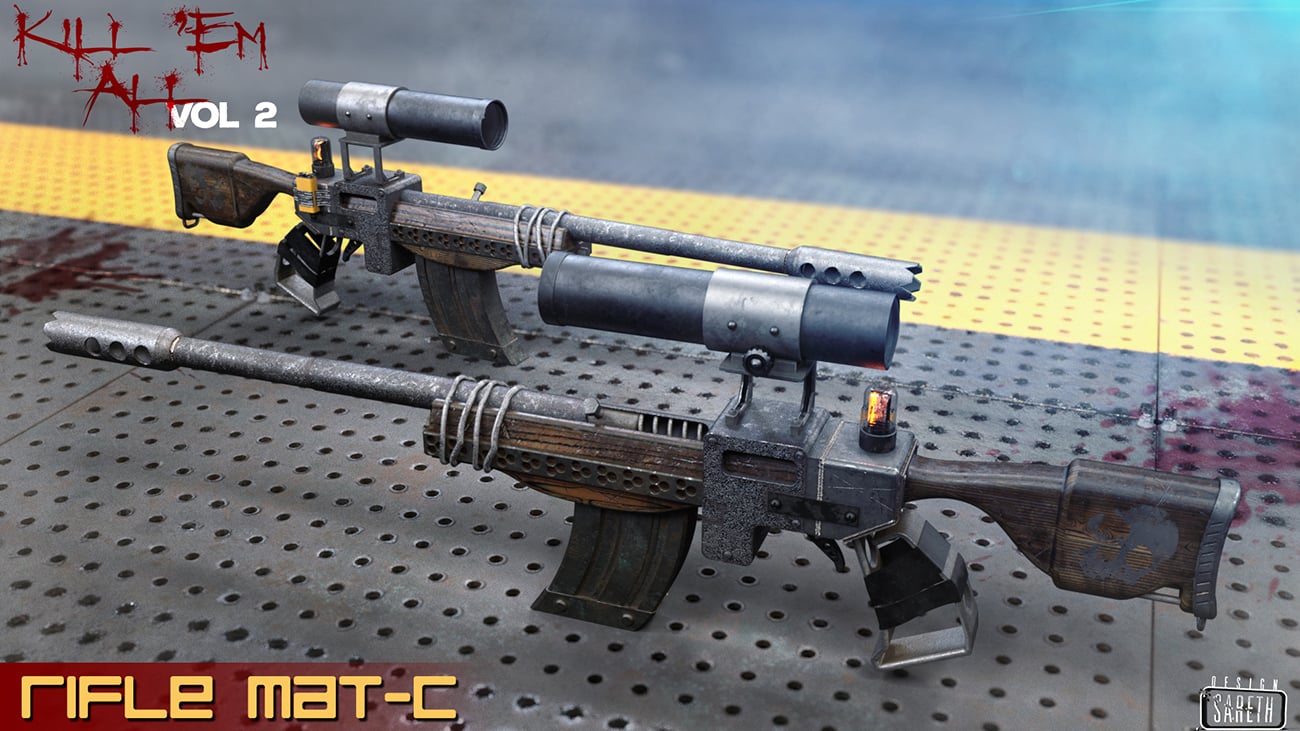 Kill 'Em All-Weapon Set Vol 2 for Genesis 3 and 8 Kill 'Em All-Weapon Set Vol 2 for Genesis 3 and 8 by: Sareth, 3D Models by Daz 3D