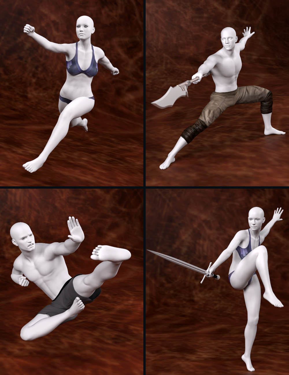 Kung Fu Action Poses for Genesis 3 and 8 by: Tako Yakida, 3D Models by Daz 3D