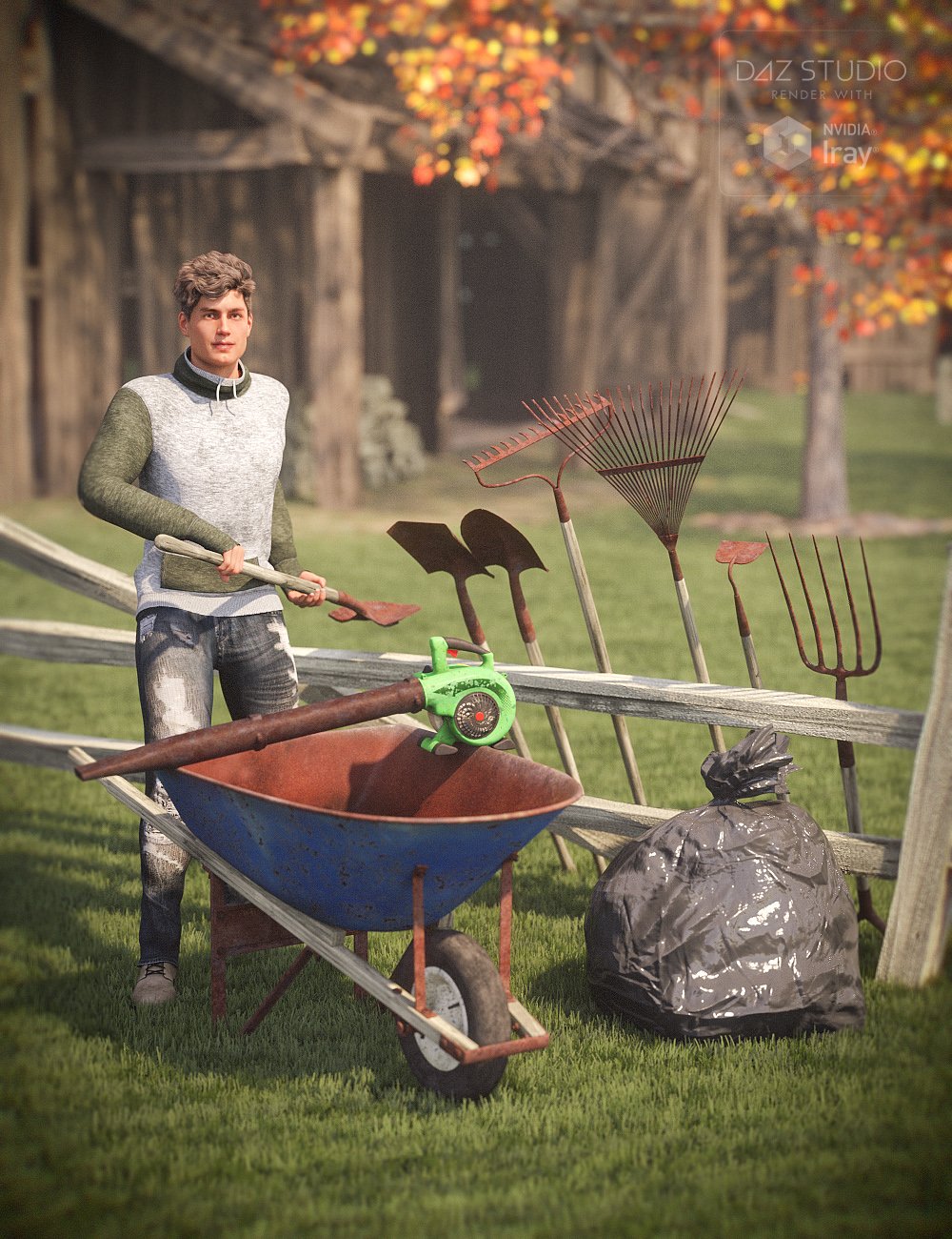 Lawn Tools and Poses for Genesis 8 Male(s) and Female(s) | Daz 3D