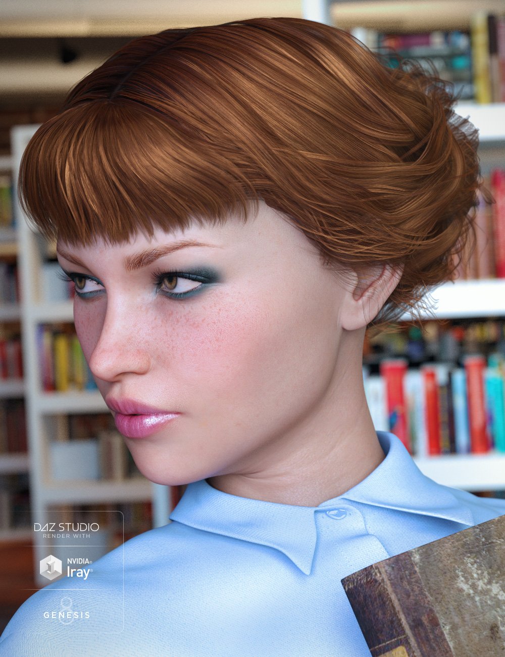 Librarian Hair for Genesis 8 Female(s) by: goldtassel, 3D Models by Daz 3D