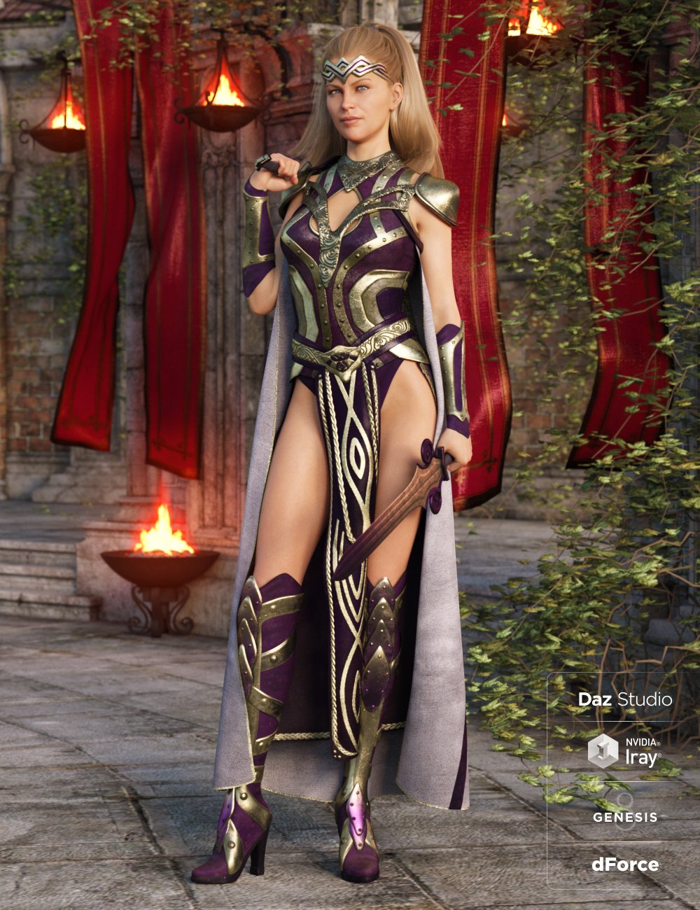 dForce Warrior Queen Outfit Textures by: Luthbellina, 3D Models by Daz 3D