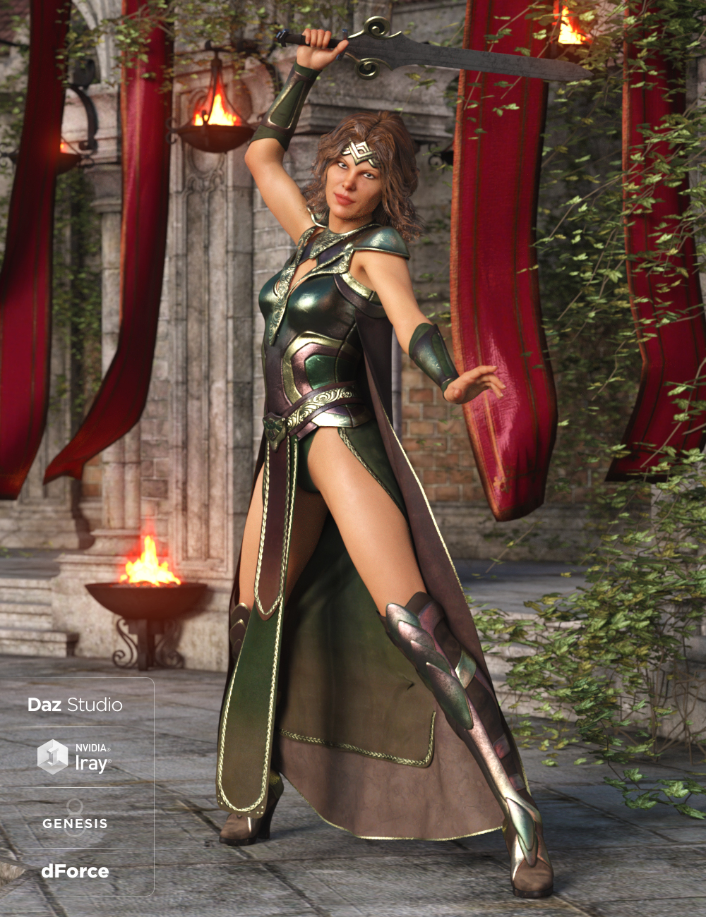 dForce Warrior Queen Outfit Textures by: Luthbellina, 3D Models by Daz 3D