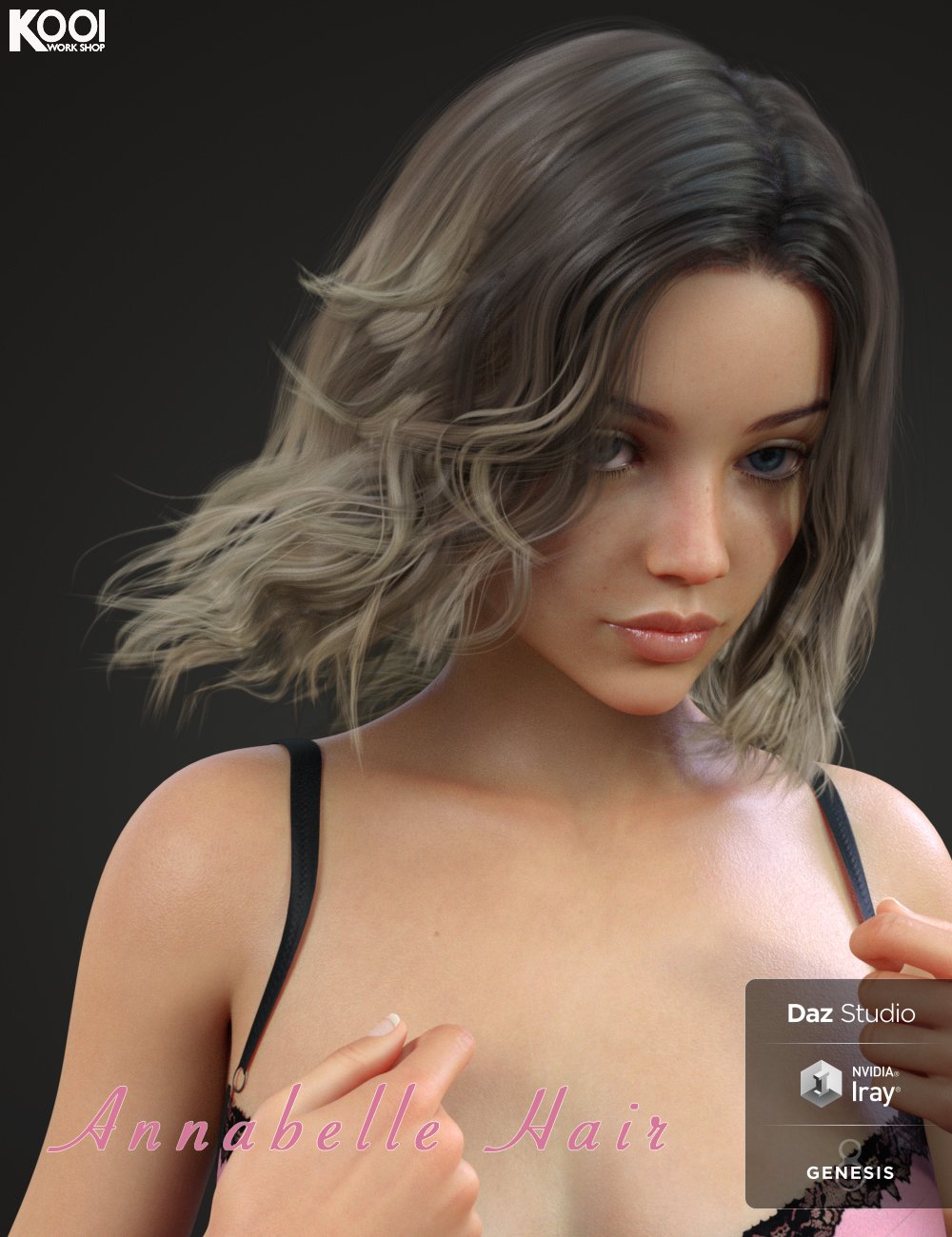 Annabelle Hair for Genesis 8 Female(s) by: Kool, 3D Models by Daz 3D