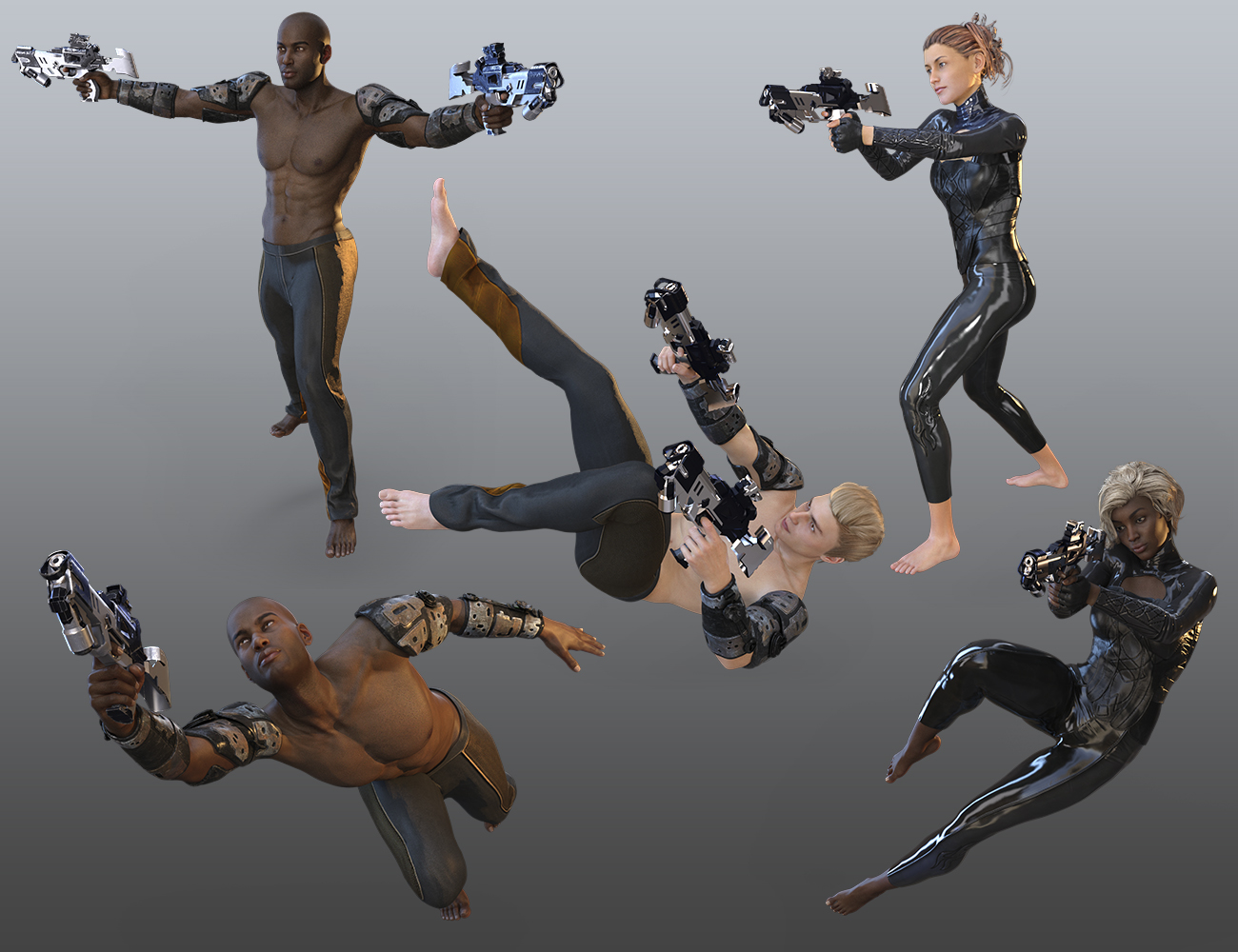 Sci-Fi Gun and Poses for Genesis 3 and 8 by: UnderConstruction, 3D Models by Daz 3D
