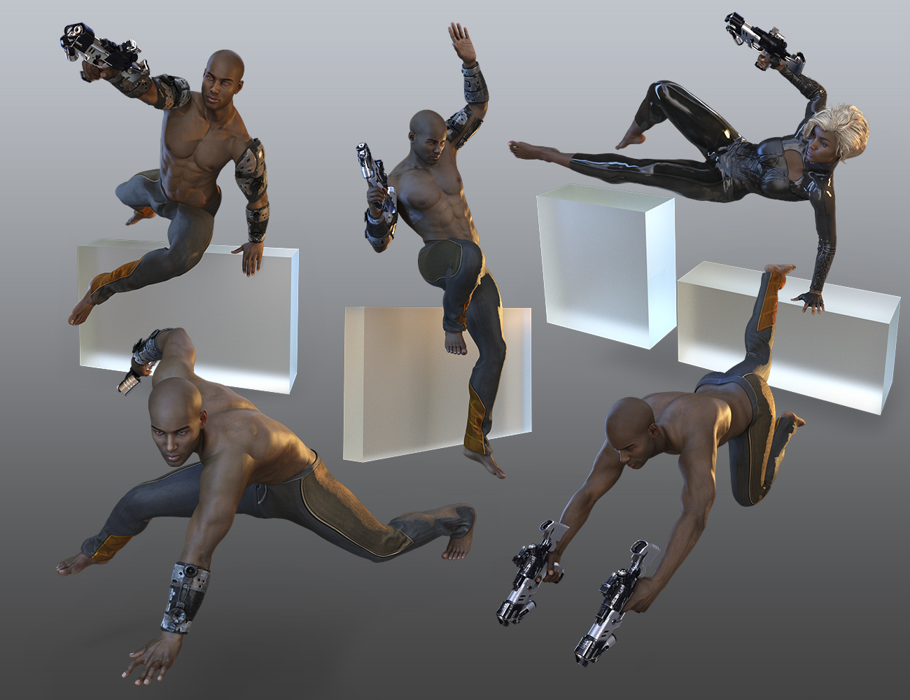 Sci-Fi Gun and Poses for Genesis 3 and 8 by: UnderConstruction, 3D Models by Daz 3D
