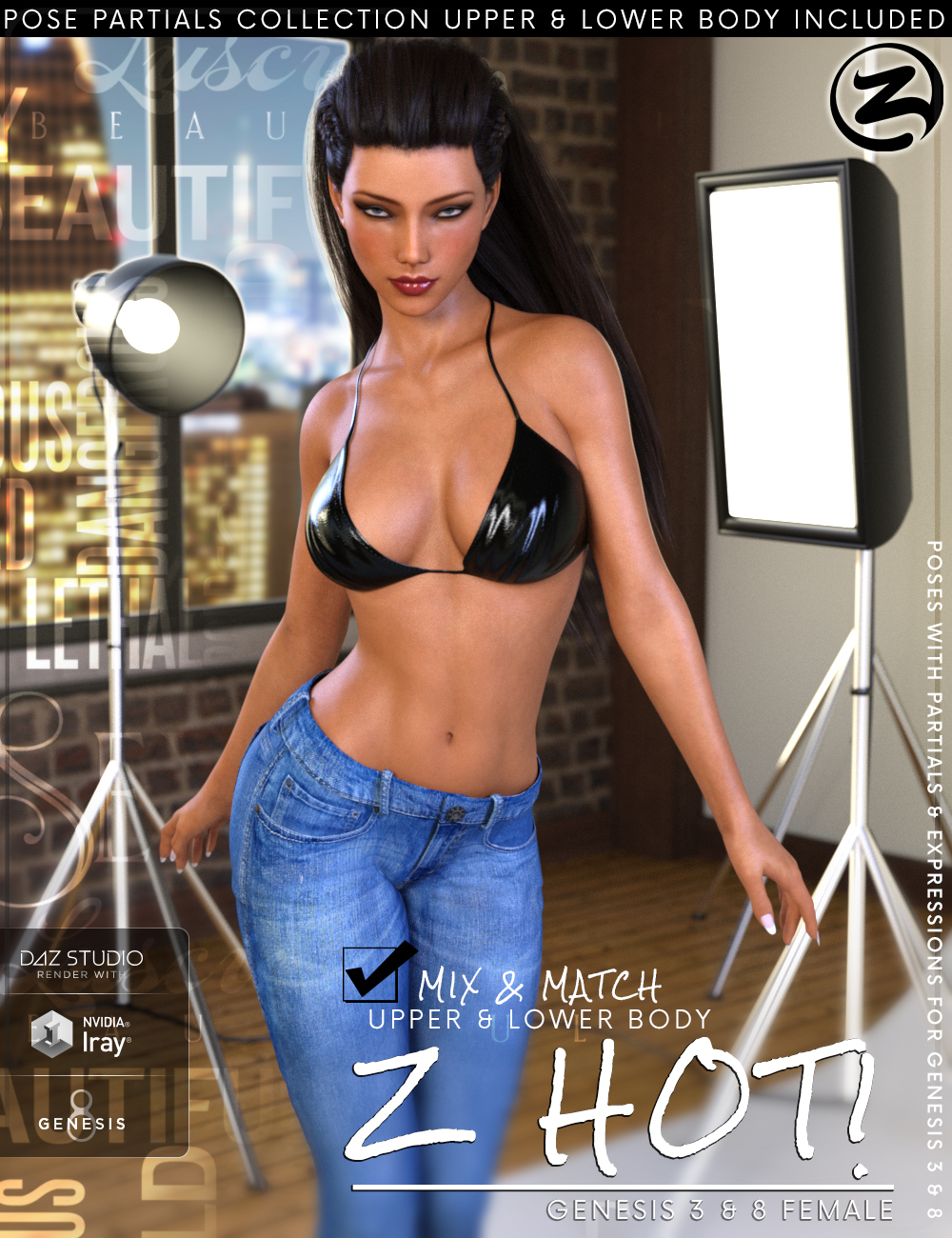 Z Hot - Poses with Partials for Genesis 3 & 8 Female by: Zeddicuss, 3D Models by Daz 3D
