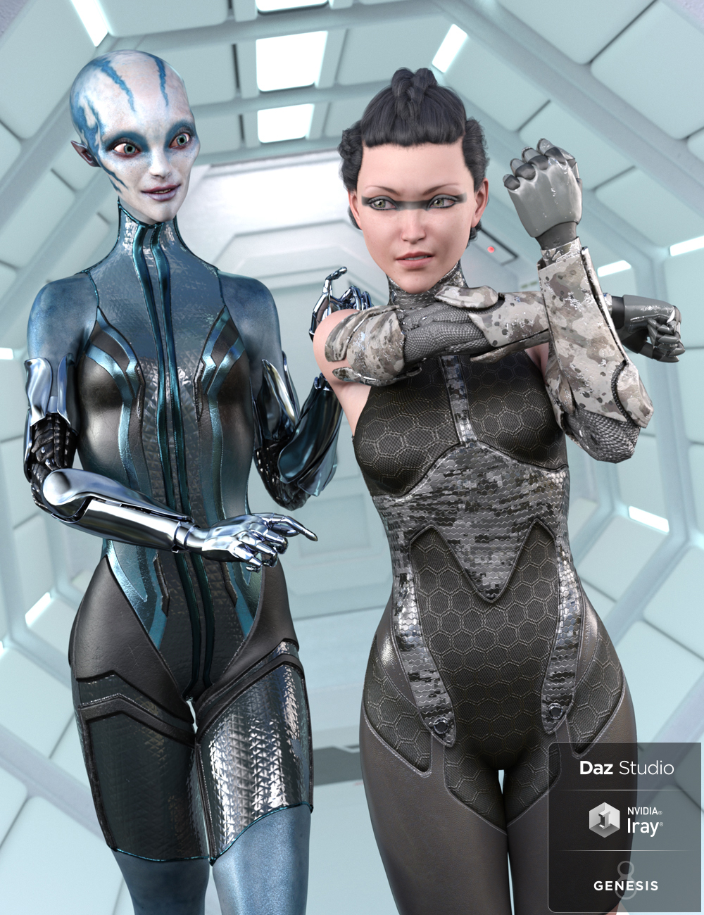 Arctek Cybernetic Arms for Genesis 8 Female by: Mely3DValandar, 3D Models by Daz 3D
