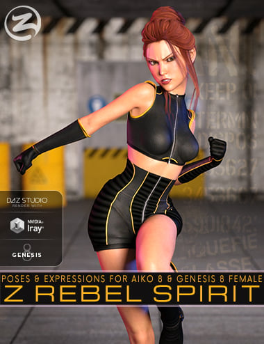 Z Rebel Spirit - Poses and Expressions for Aiko 8 and Genesis 8 Female by: Zeddicuss, 3D Models by Daz 3D