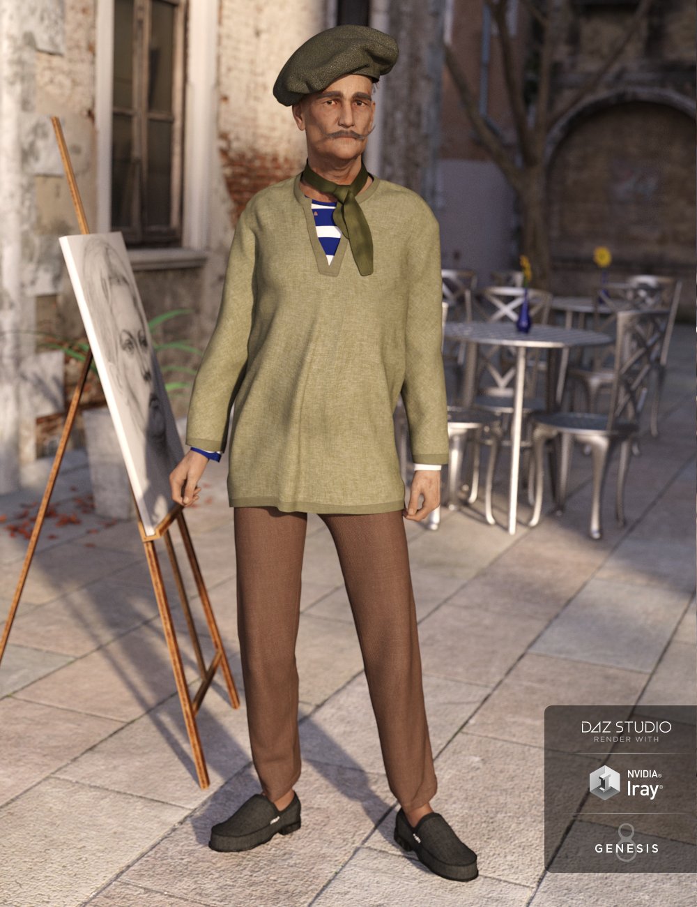 dForce French Painter Outfit Textures dForce French Painter Outfit Textures by: Moonscape GraphicsSade, 3D Models by Daz 3D