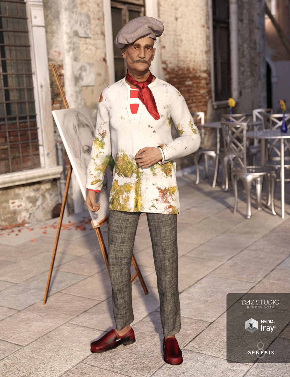 dForce French Painter Outfit Textures dForce French Painter Outfit Textures by: Moonscape GraphicsSade, 3D Models by Daz 3D