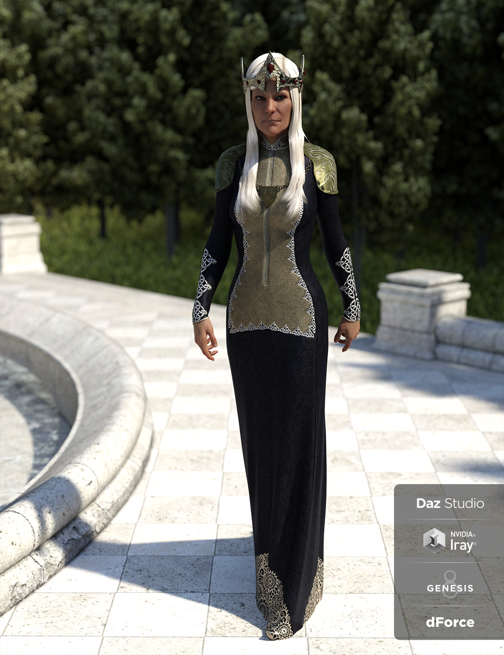 dForce Queen Regent Outfit for Genesis 8 Female(s) by: Cichy3DShox-Design, 3D Models by Daz 3D