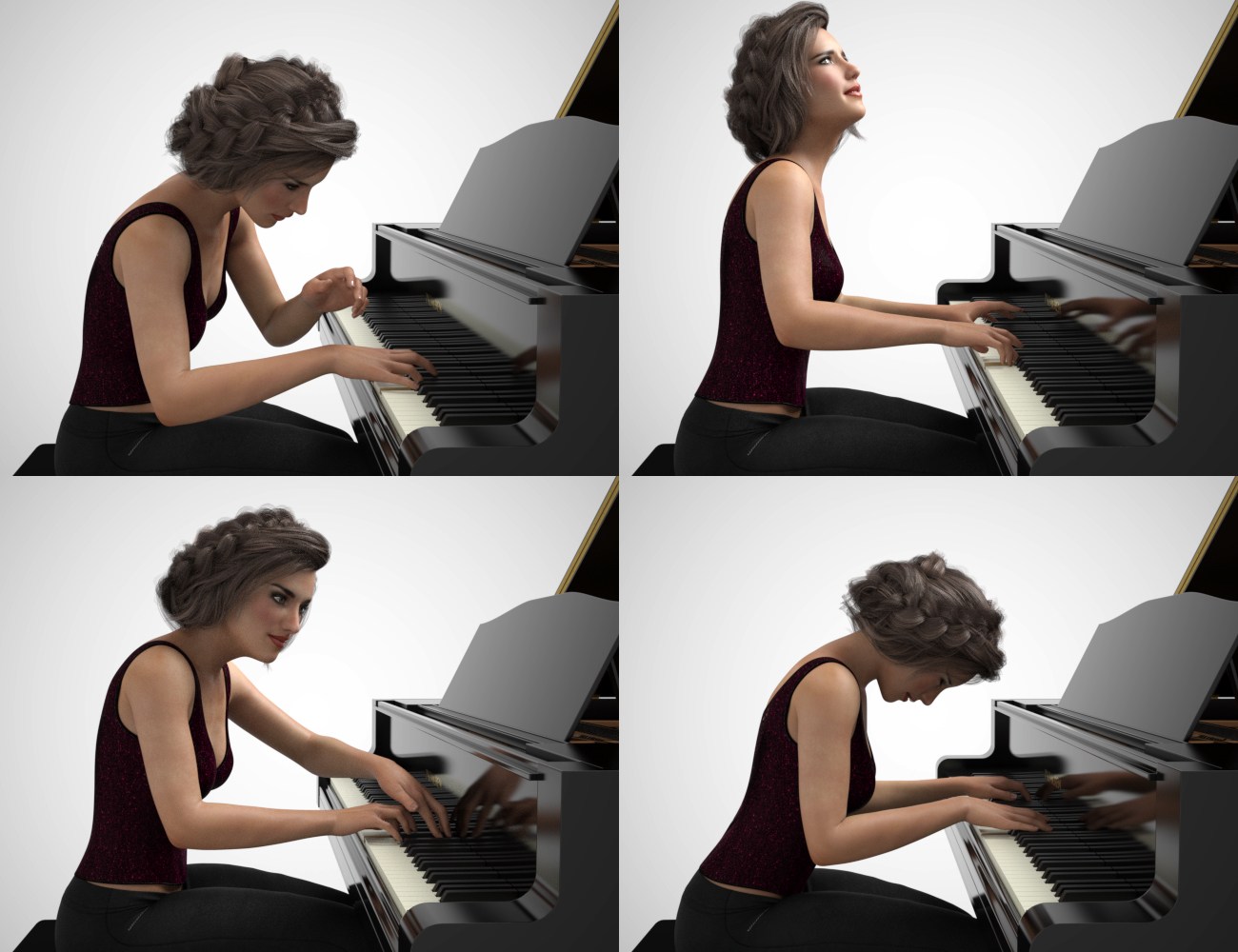 HD Grand Piano and Poses for Genesis 3 and 8 by: Protozoon, 3D Models by Daz 3D